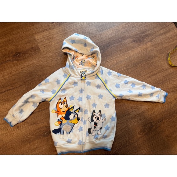 Bluey Other - Bluey Boys Nantucket Breeze Star Print Zip Up Hoodie Sweatshirt Size 6